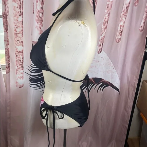 Floral Pink and Black Bikini Set - Picture 6 of 7